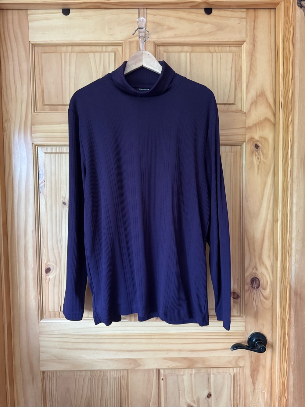 Long-Sleeve Ribbed knit Eggplant purple Turtleneck mens size large